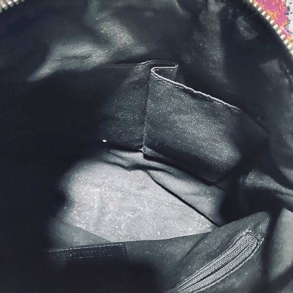 Vintage Y2k Coach Signature Stripe Logo Shoulder Bag Zip Top Canvas Black Gray - Picture 14 of 16